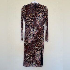 Laundry By Shelli Segal Long Sleeve Multicolor Dress